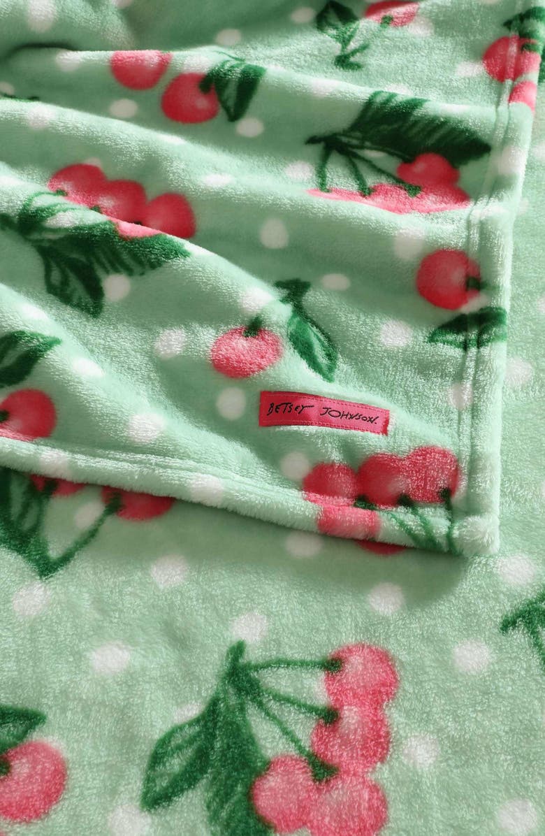 Betsey Johnson Cherry Dot Throw Blanket, Alternate, color, Lt-Pastel Green
