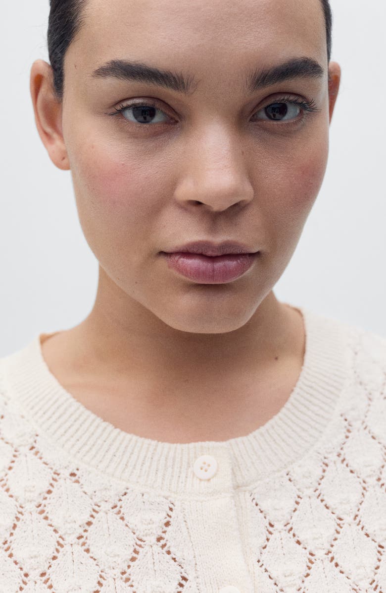 MANGO Sita Open Stitch Short Sleeve Cardigan, Alternate, color, 