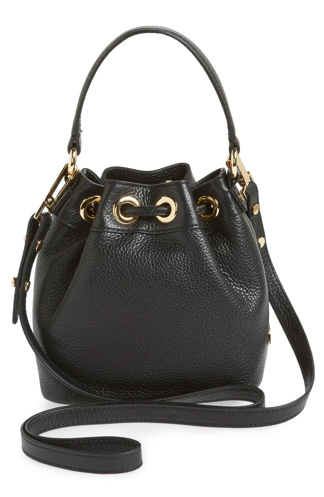Milly Small Leather Bucket Bag, Alternate, color, 