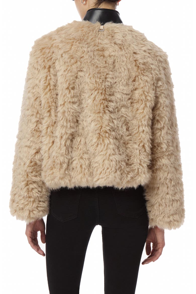 Lillet Pluche™ Bomber Jacket with Faux Leather Bib, Alternate, color, NOIR/ BONE