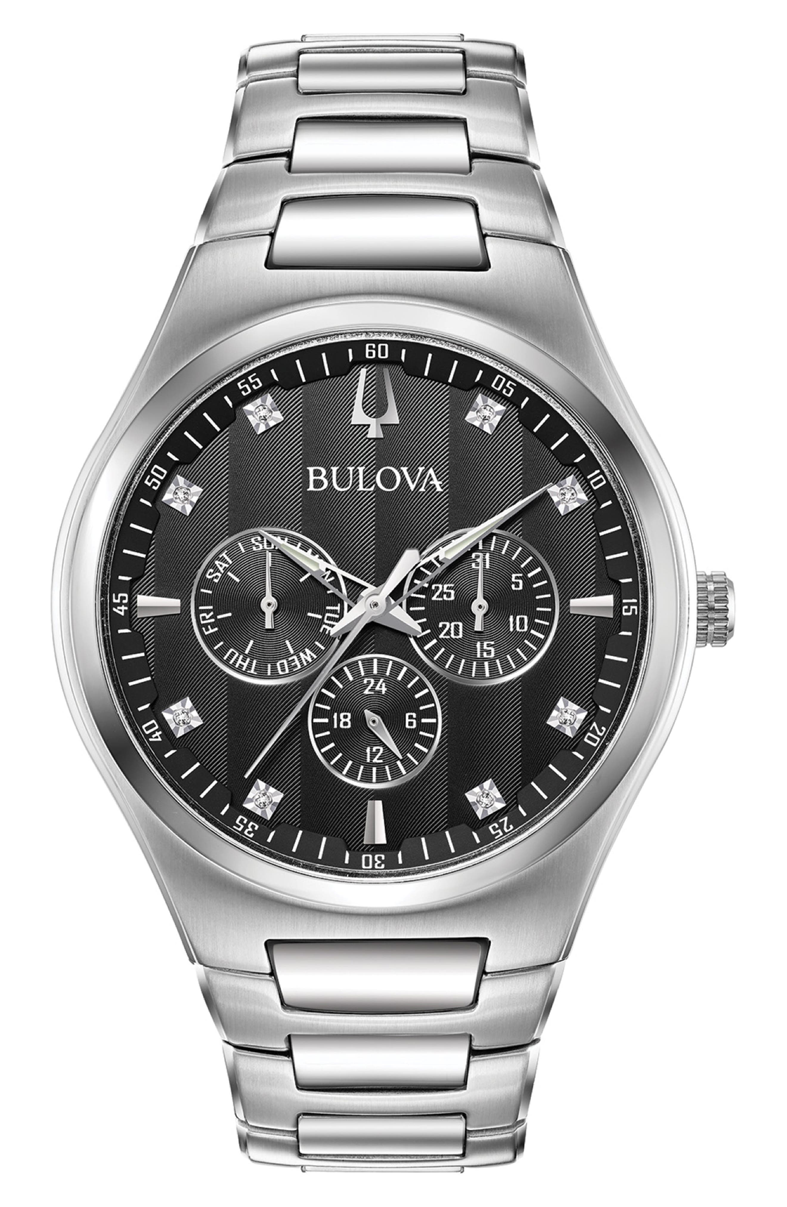 BULOVA Men's Stainless Steel Bracelet Watch, 40mm