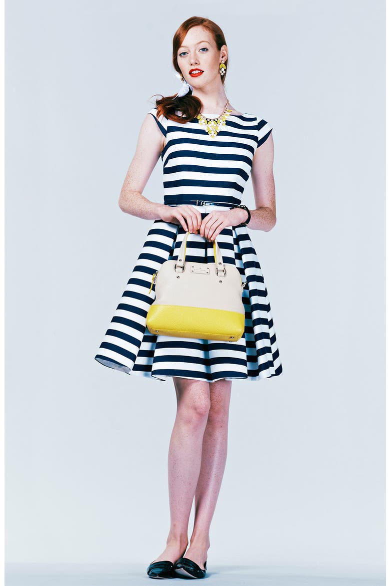'mariella' cotton blend fit & flare dress, Alternate, color, FRENCH NAVY