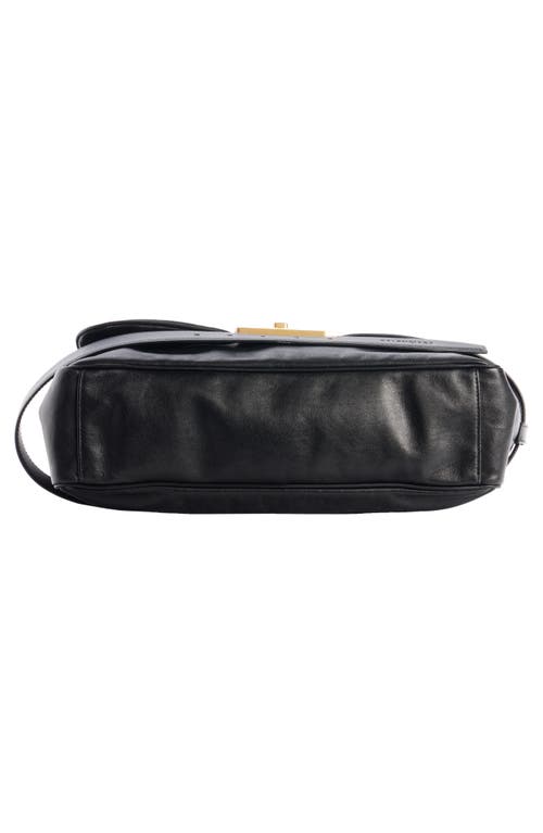 Balenciaga Modu Flap Leather Shoulder Bag In 1060 Black