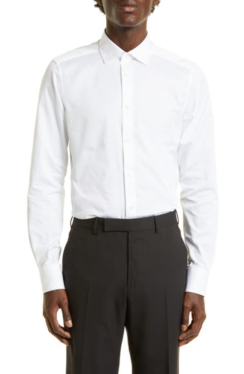 Microstripe Trecapi Cotton Button-Up Shirt