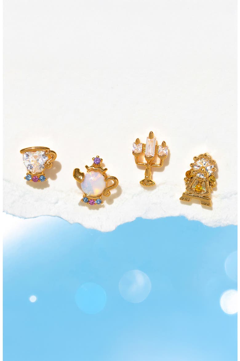 Disney Be Our Guest Stud Earrings Set, Alternate, color, GOLD