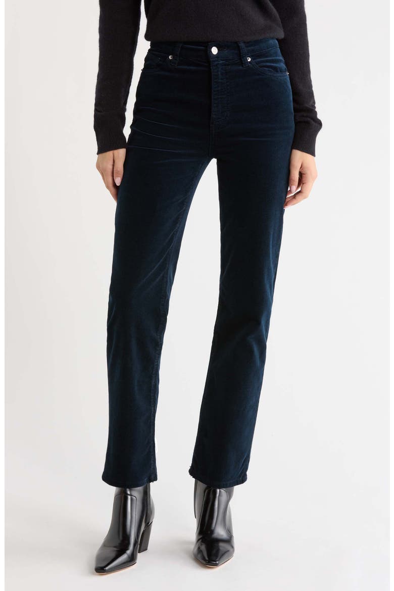 Le Sleek Corduroy Ankle Straight Leg Pants, Main, color, NAVY