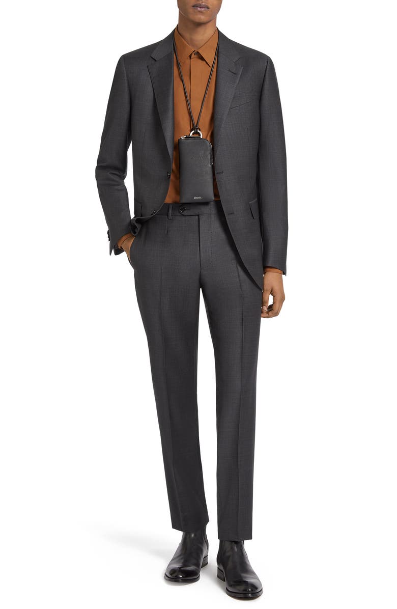ZEGNA Pin Dot Trofeo Milano Wool Suit, Main, color, Dark Grey