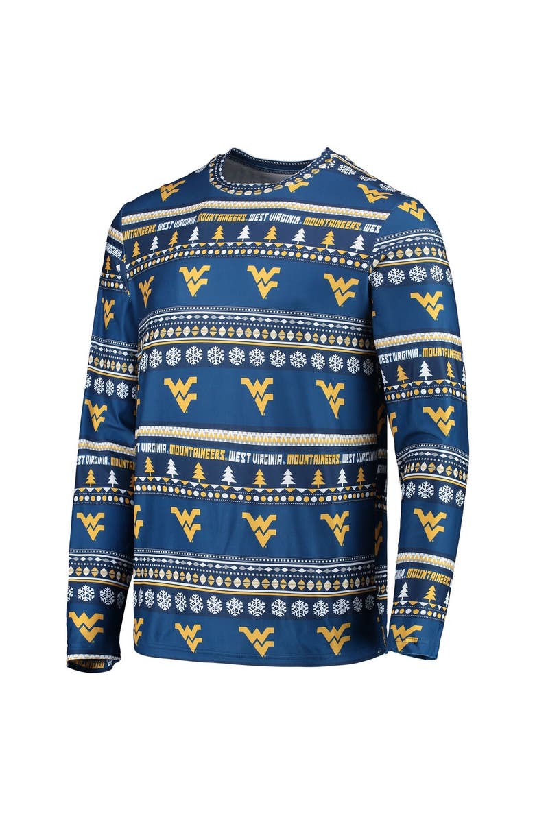 CONCEPTS SPORT Men's Concepts Sport Navy West Virginia Mountaineers Ugly Sweater Long Sleeve T-Shirt and Pants Sleep Set, Alternate, color, Navy