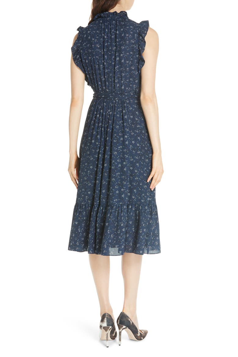 kate spade new york wild roses ruffled wrap dress, Alternate, color, ADRIATIC BLUE