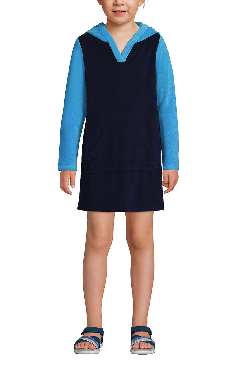 Girls Terry Pullover Cover-up, Main, color, Deep Sea Navy Colorblock