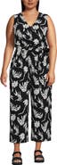 Lands' End Sleeveless Creaseless Wrap Jumpsuit with Smocked Waist
