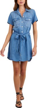 Bella Dahl Short Sleeve Tie Belt Denim Shirtdress