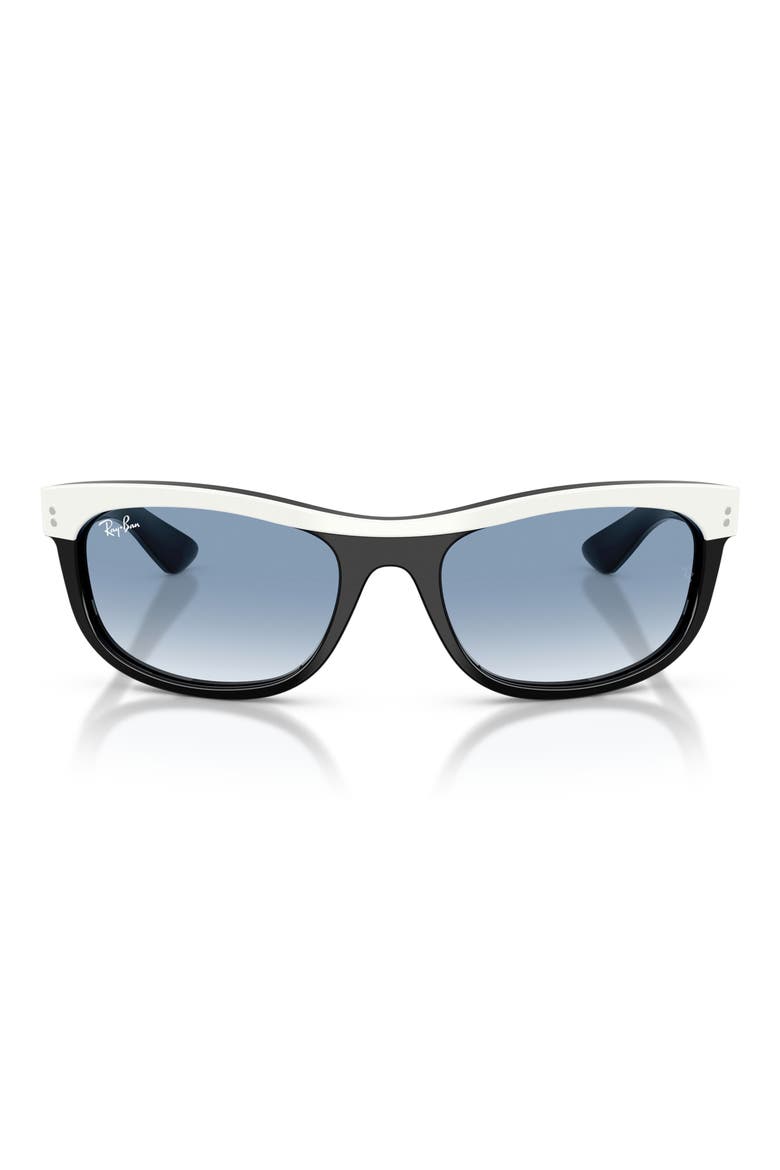 62mm Balorama Gradient Rectangle Sunglasses, Main, color, WHITE ON BLACK / CLEAR