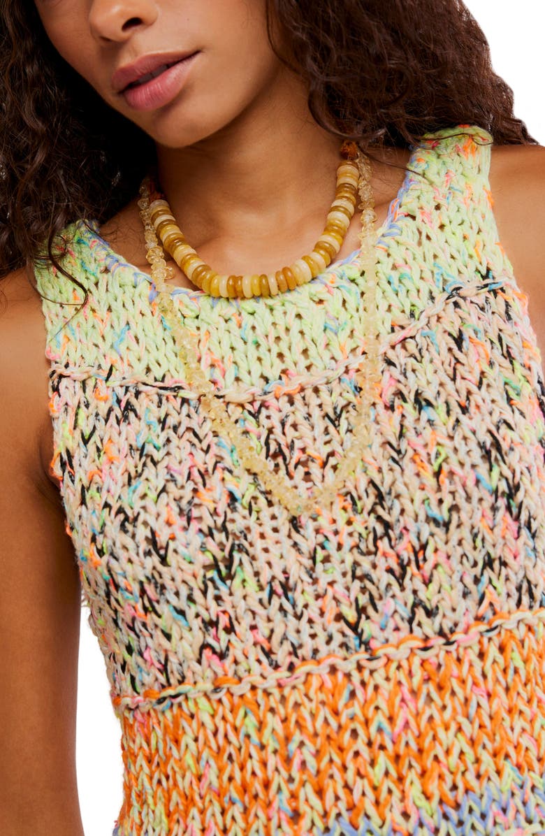 Free People Flea Market Crop Marled Cotton Blend Sweater, Alternate, color, Green Combo