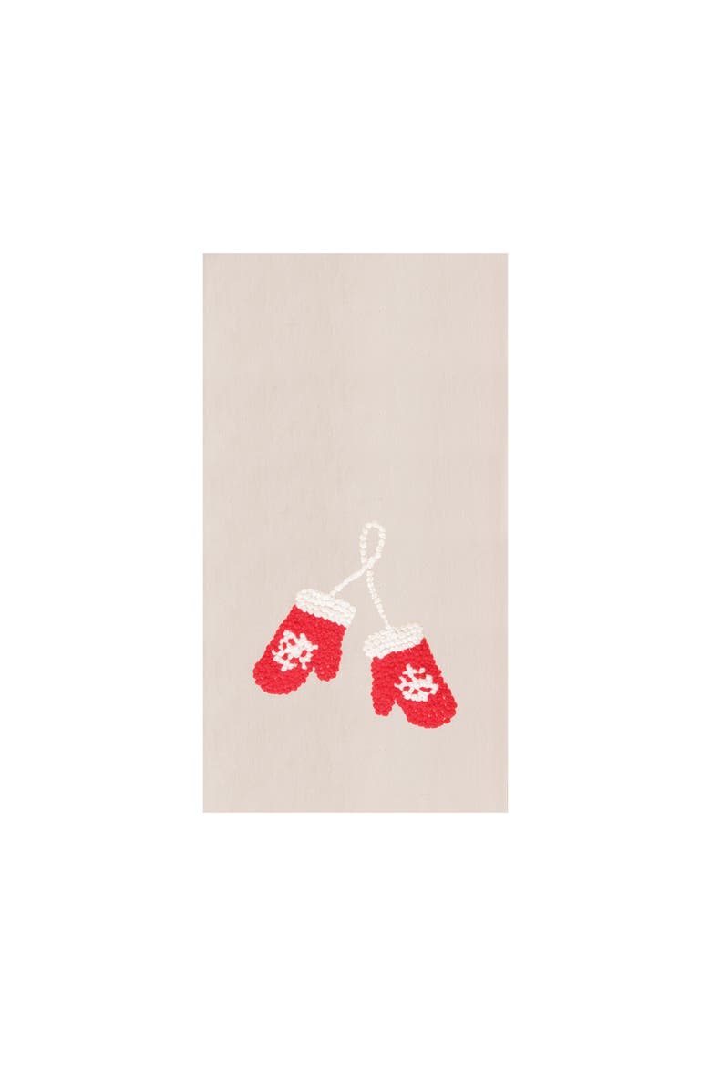 Glove French Knot Flour Sack Kitchen Towel, Main, color, Beige