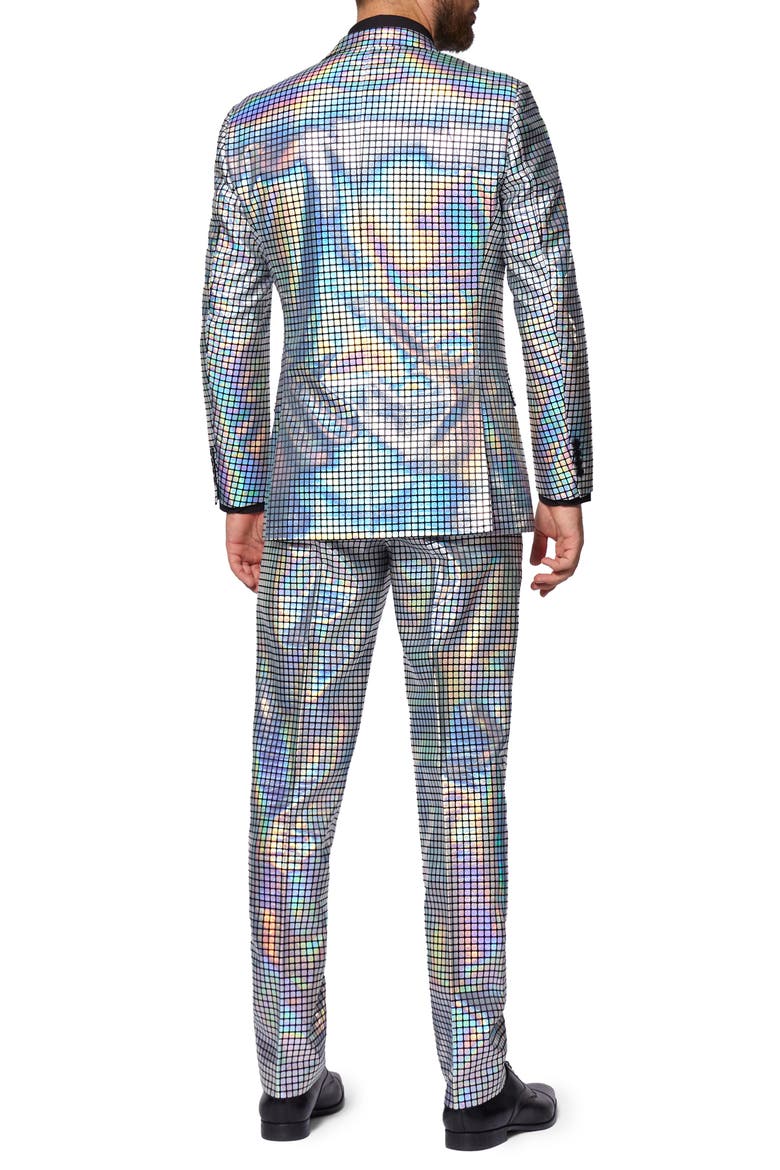 Disco Baller Two Button Notch Lapel Suit with Tie, Alternate, color, GREY