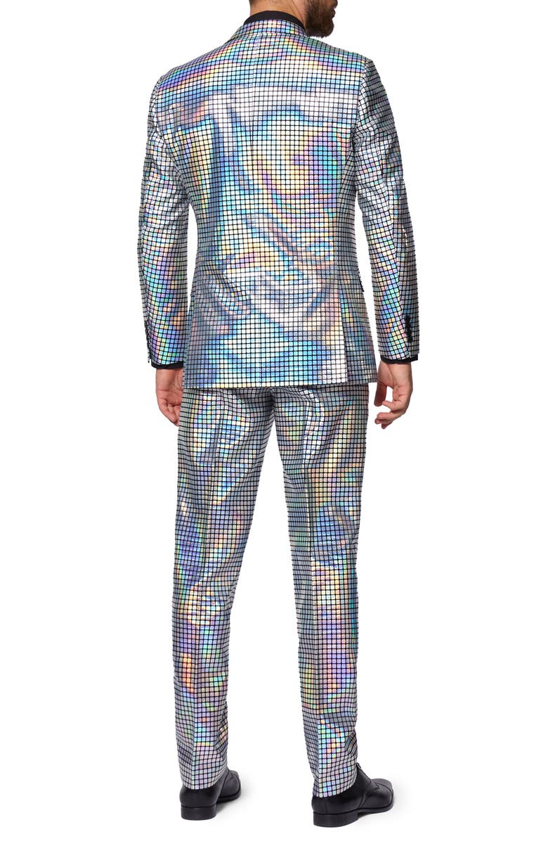 OppoSuits Disco Baller Two Button Notch Lapel Suit with Tie, Alternate, color, Grey