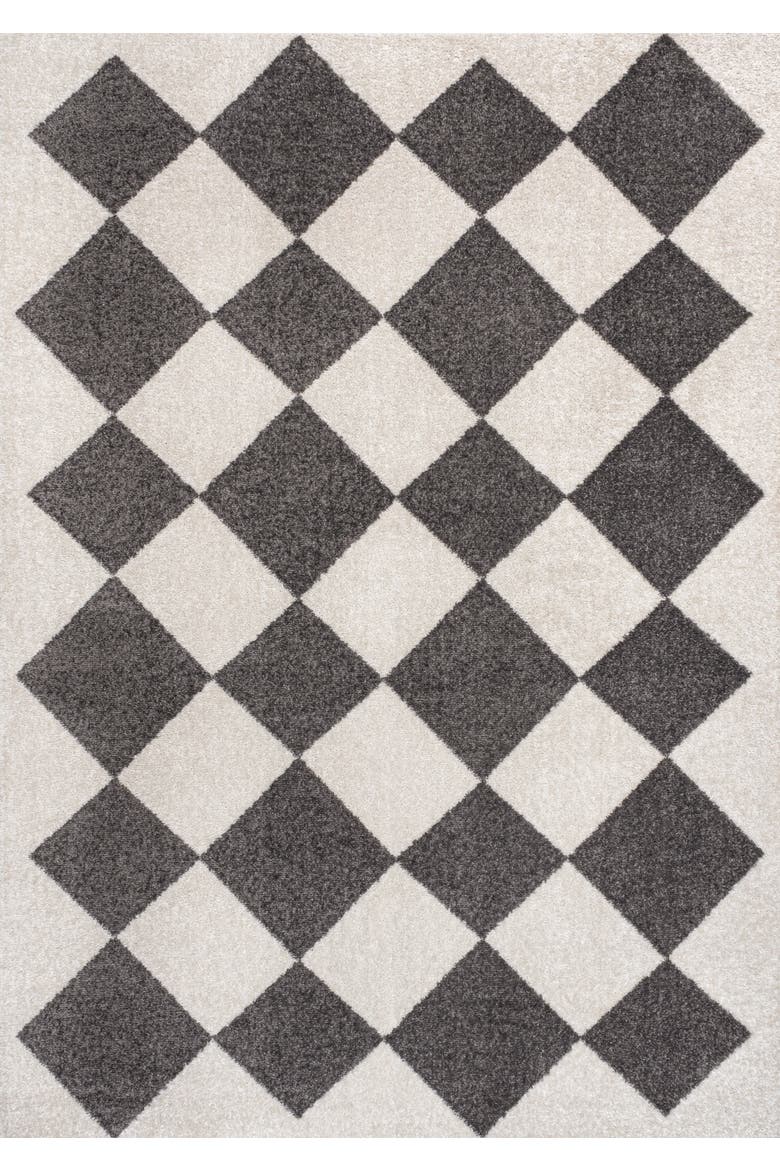 Draper Classic Geometric Diamond Pattern Area Rug, Main, color, White/Dark Gray