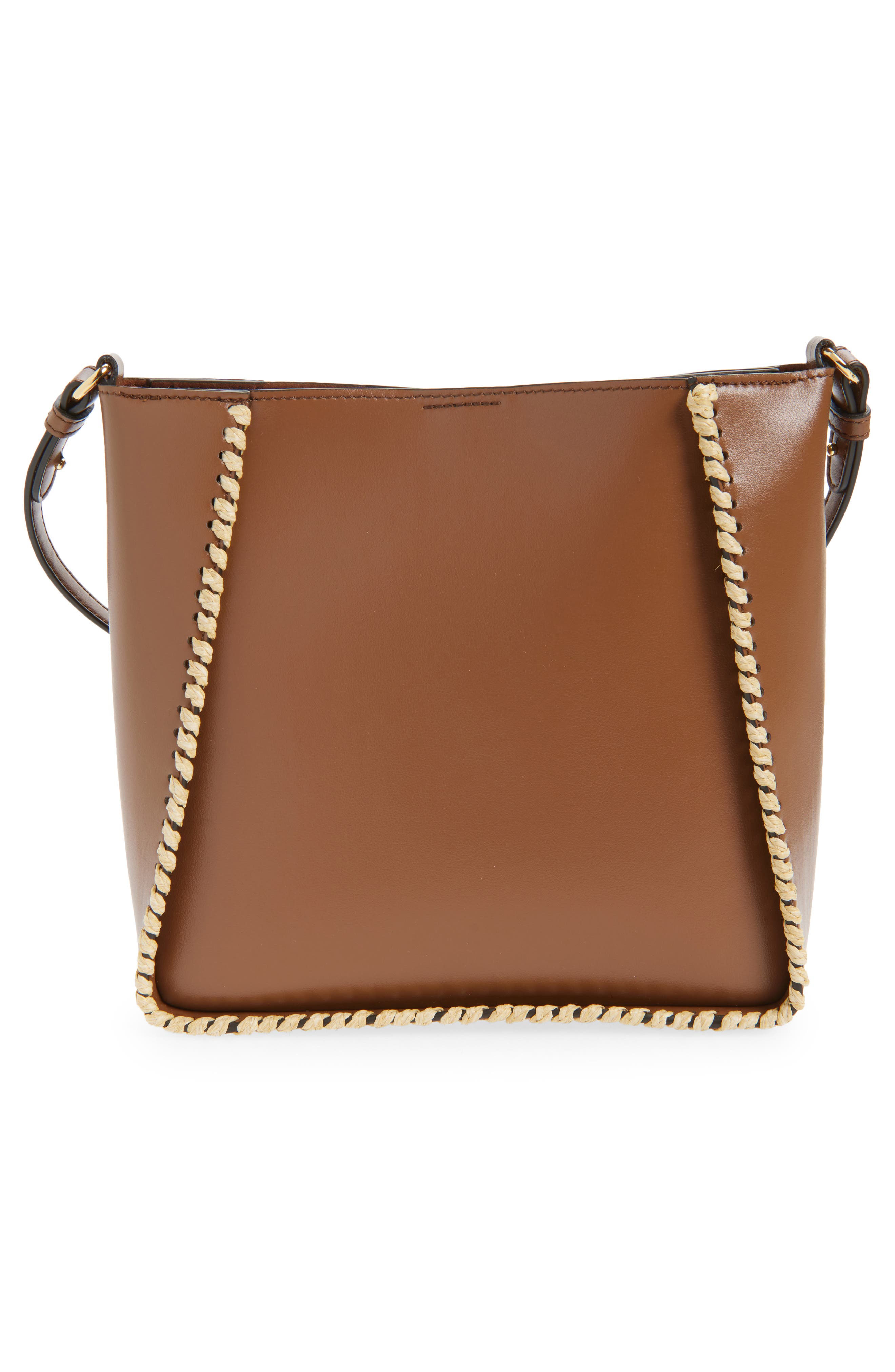 Stella McCartney Raffia Trim Crossbody Bag, Alternate, color, Tan