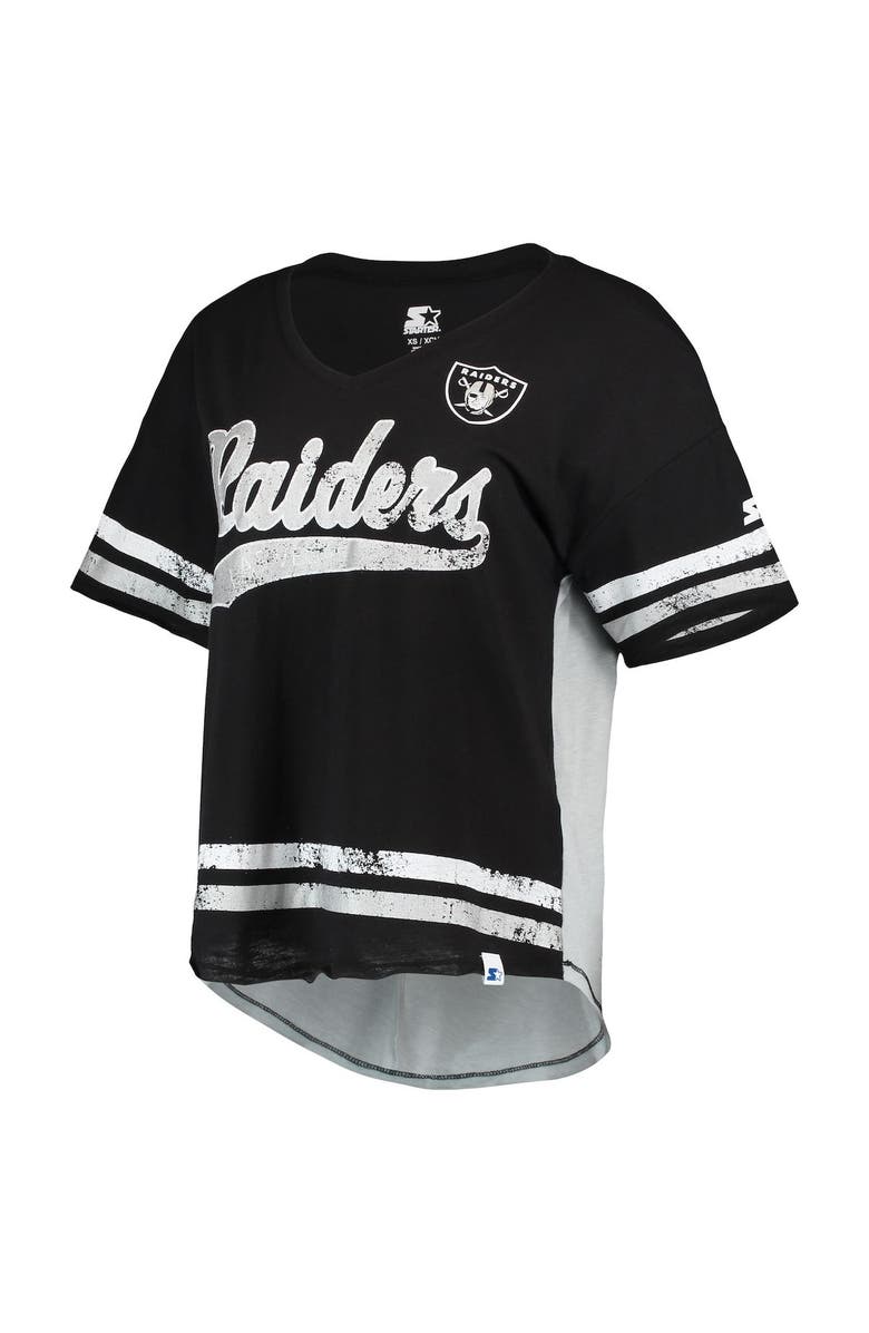 STARTER Women's Starter Black Las Vegas Raiders Scrimmage V-Neck T-Shirt, Alternate, color, Black