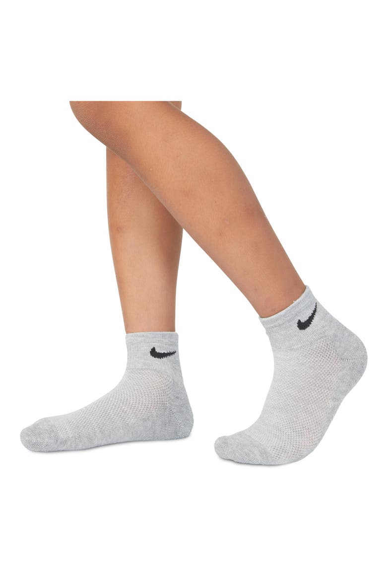 Kids' 6-Pack Swoosh Cushioned Ankle Socks, Alternate, color, WHITE D/ G HEATHER
