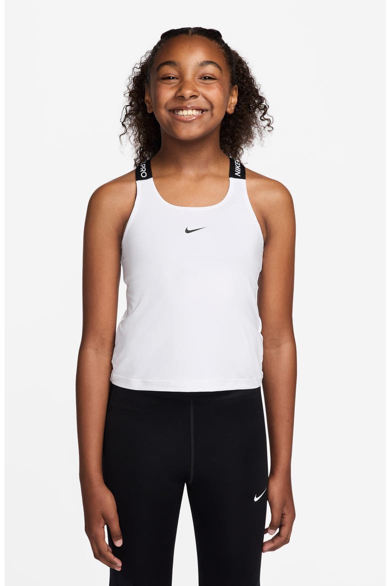 Kids' Pro Dri-FIT Racerback Tank Top, Main, color, WHITE/ BLACK/ BLACK