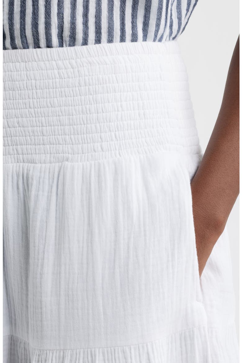 Tiered Cotton Gauze Midi Skirt, Alternate, color, WHITE
