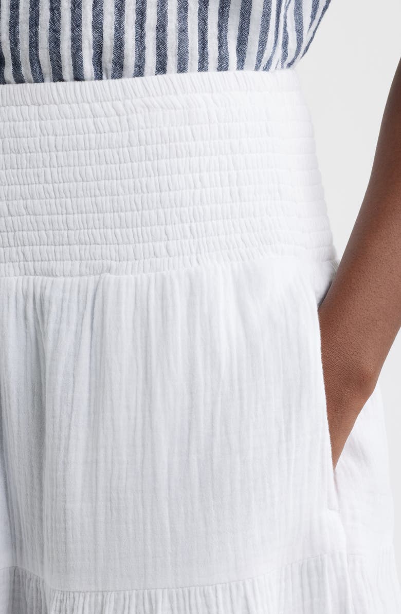 Caslon<sup>®</sup> Tiered Cotton Gauze Midi Skirt, Alternate, color, White