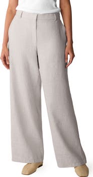 Eileen Fisher High Waist Linen Blend Wide Leg Pants