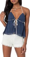 EDIKTED Pleated Split Front Halter Top