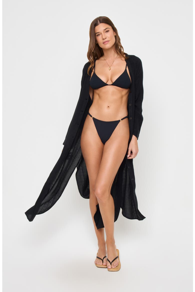 Yoli Long Sleeve Cover-Up Shirtdress, Alternate, color, BLACK