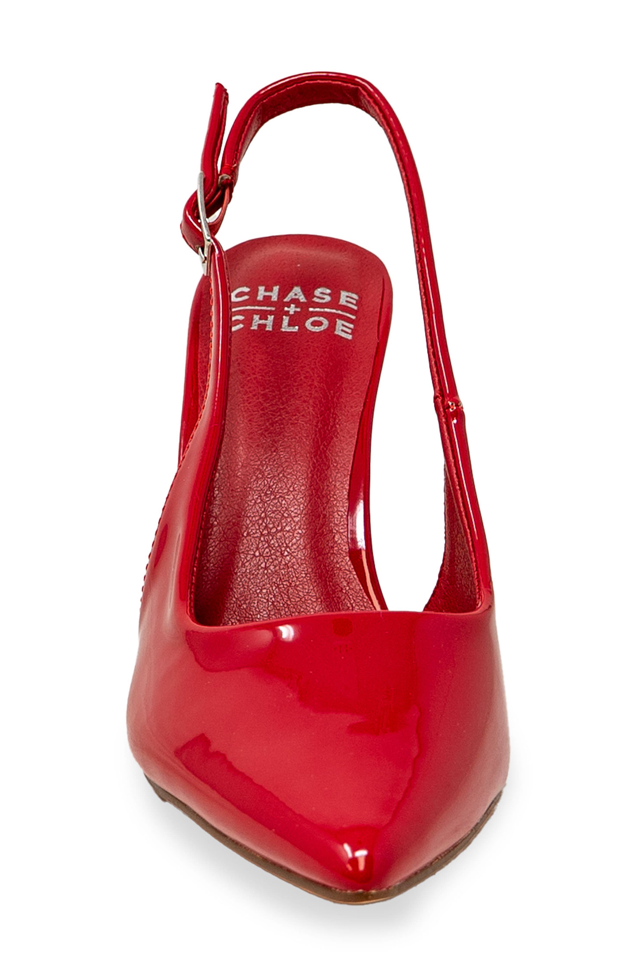 Pointed Toe Slingback Pump, Alternate, color, RED PATENT