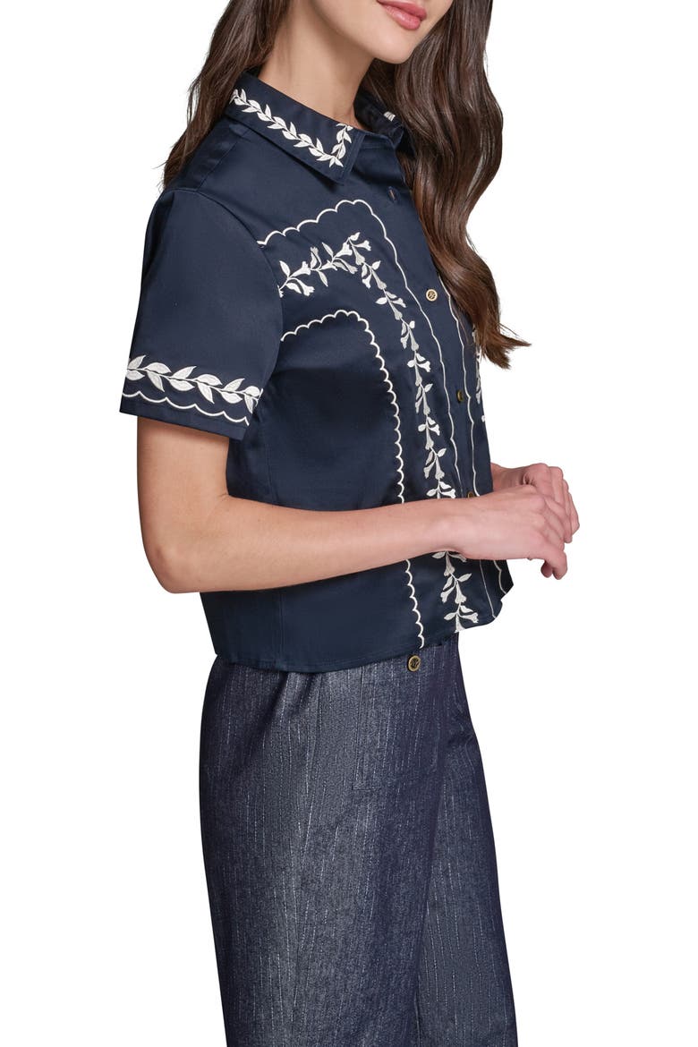 Embroidered Button-Up Shirt, Alternate, color, MIDNIGHT NAVY