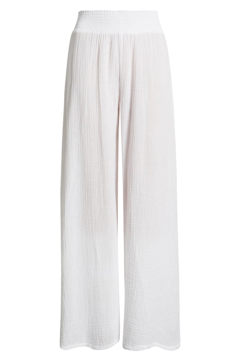 Simba Smocked Waist Wide Leg Pants, Alternate, color, WHITE