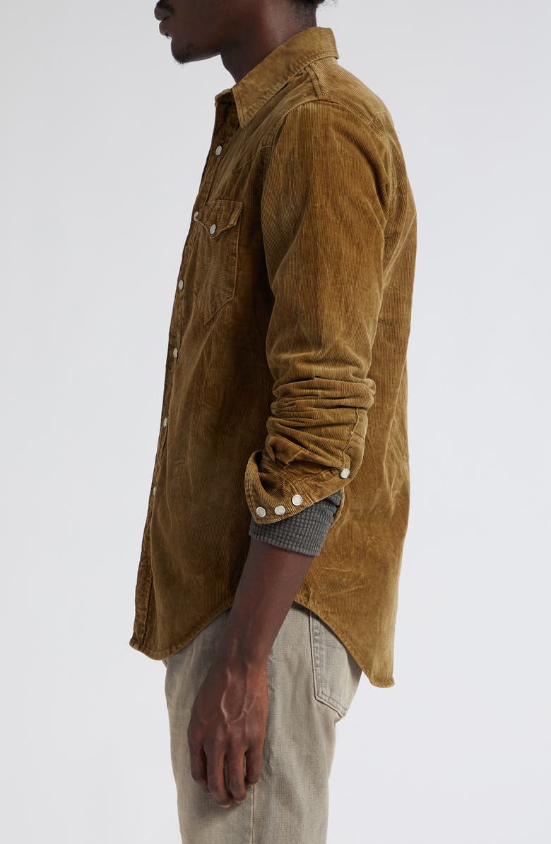 Double RL Buffalo West Slim Fit Corduroy Western Snap-Up Shirt, Alternate, color, Tan
