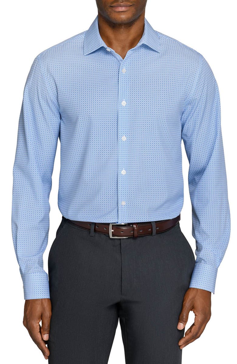 W.R.K Round Geo Print Performance Dress Shirt, Main, color, White/ Blue