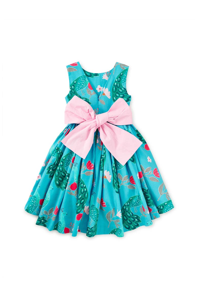 Sleeveless Hi-Lo Sash Dress, Alternate, color, Peacock Floral