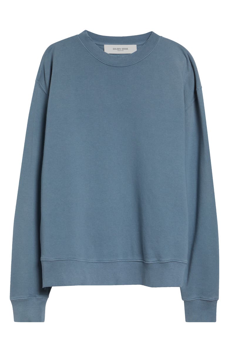 Golden Goose Boxy Faded Cotton Sweatshirt, Main, color, Windward Blue