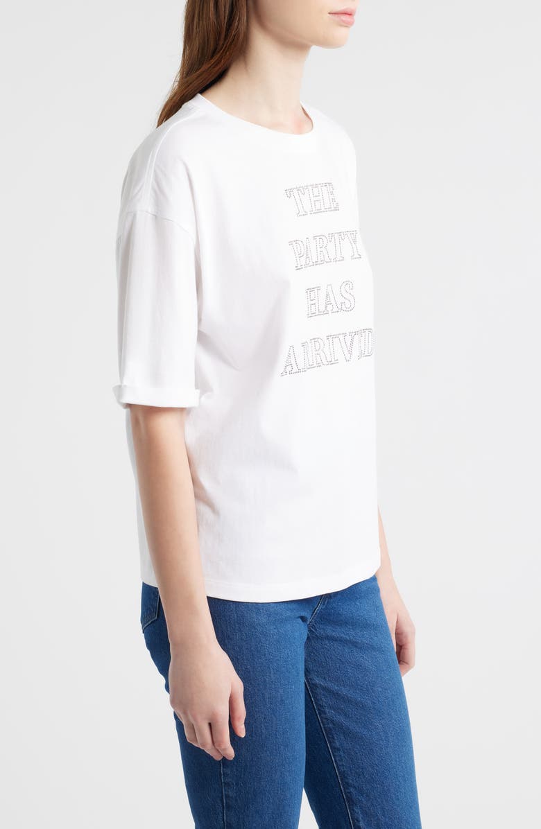 BOSS Evi Rhinestone Embellished Cotton Graphic T-Shirt, Alternate, color, Wht