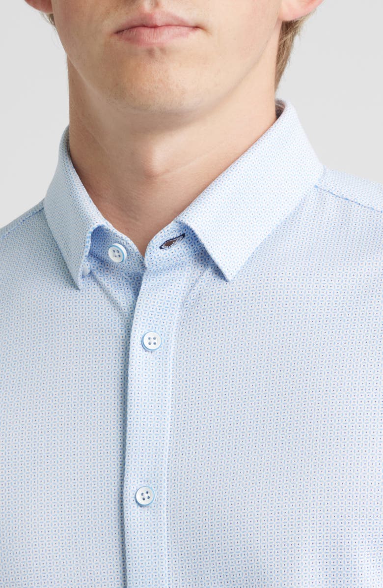 Mizzen+Main Halyard Trim Fit Short Sleeve Performance Button-Up Shirt, Alternate, color, White Grid Dot