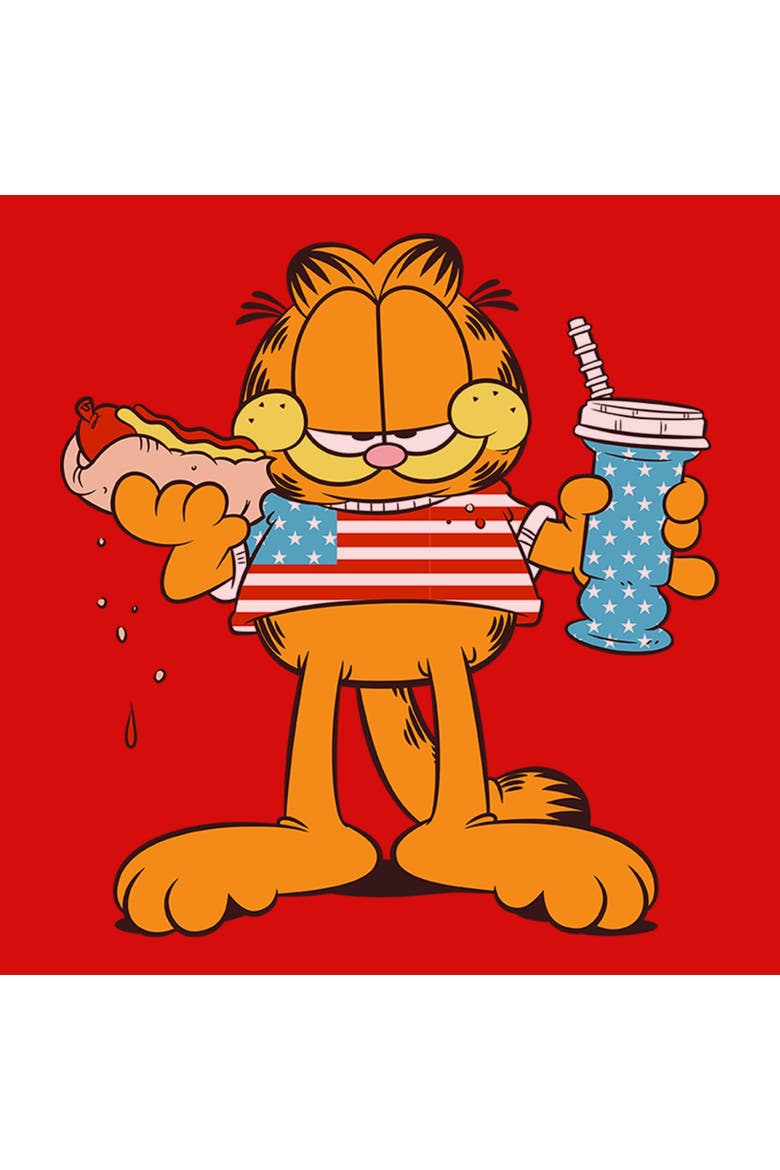 Girl's Garfield American Hot Dog Love Cat  Graphic T-Shirt, Alternate, color, Red