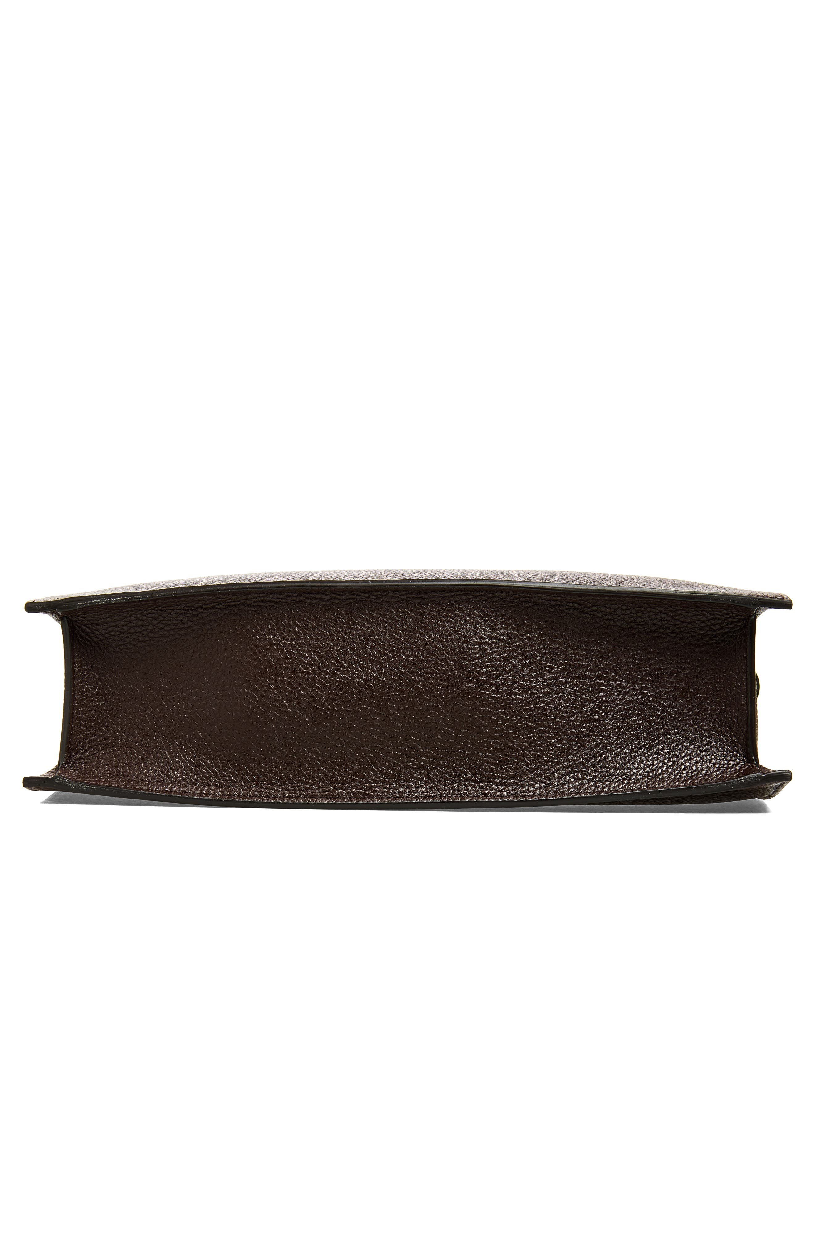 Antibes North/South Grained Leather Tote, Alternate, color, DARK BROWN