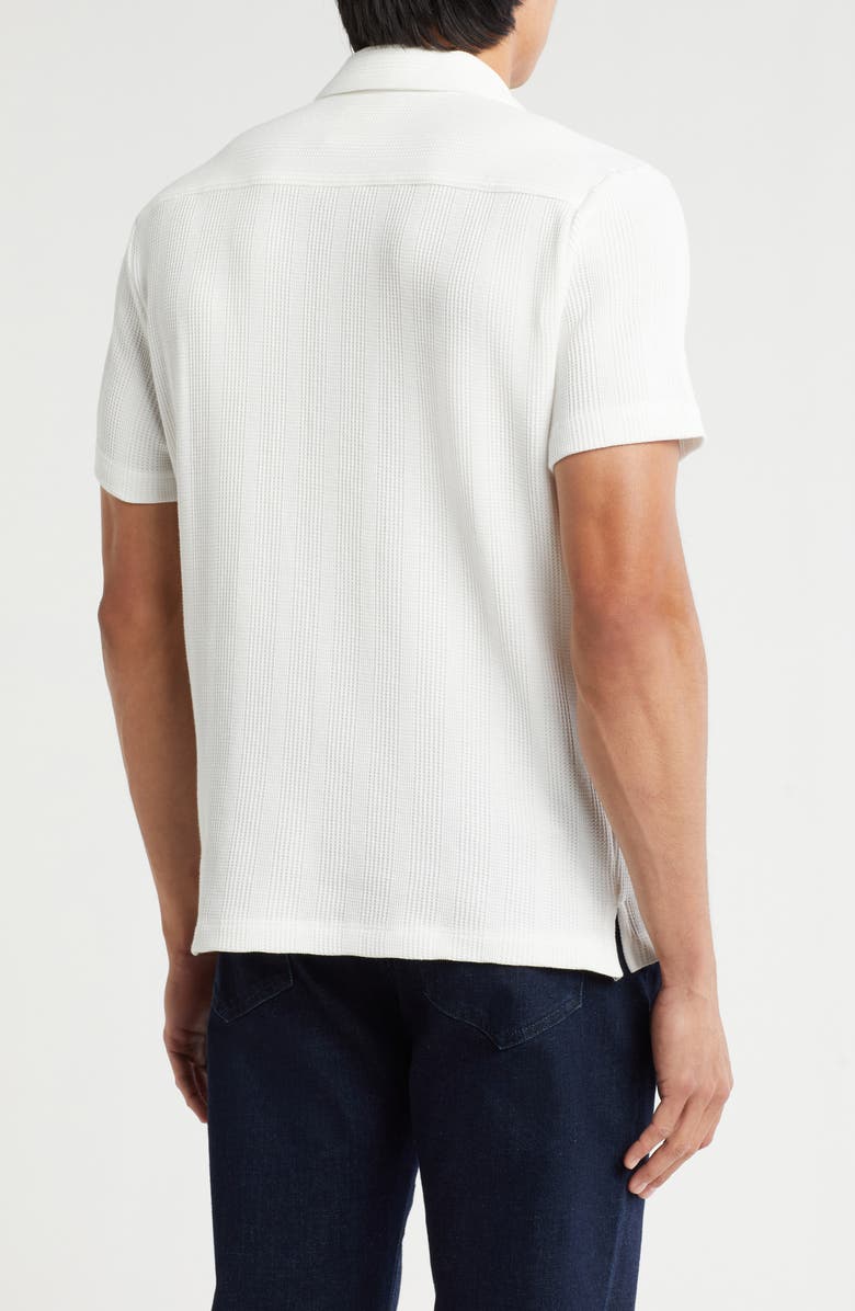 DENIM AND FLOWER Textured Knit Camp Shirt, Alternate, color, Off White