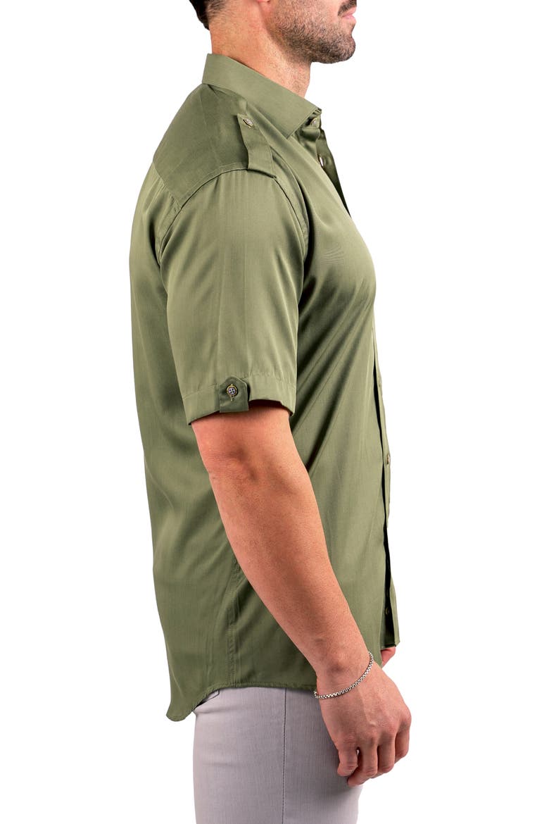 Munich Resistance0173 Short Sleeve Button-Up Shirt, Alternate, color, GREEN