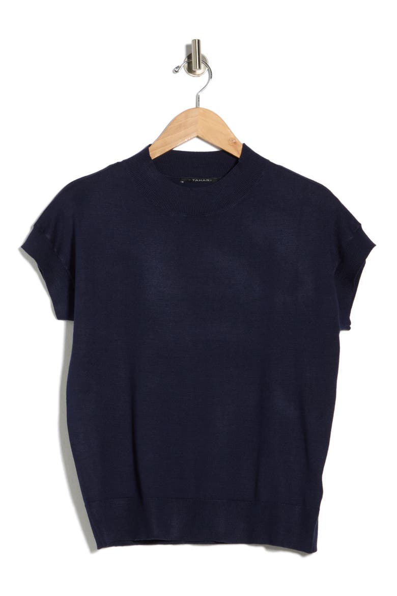 Short Sleeve Crew Sweater, Alternate, color, TRUE NAVY