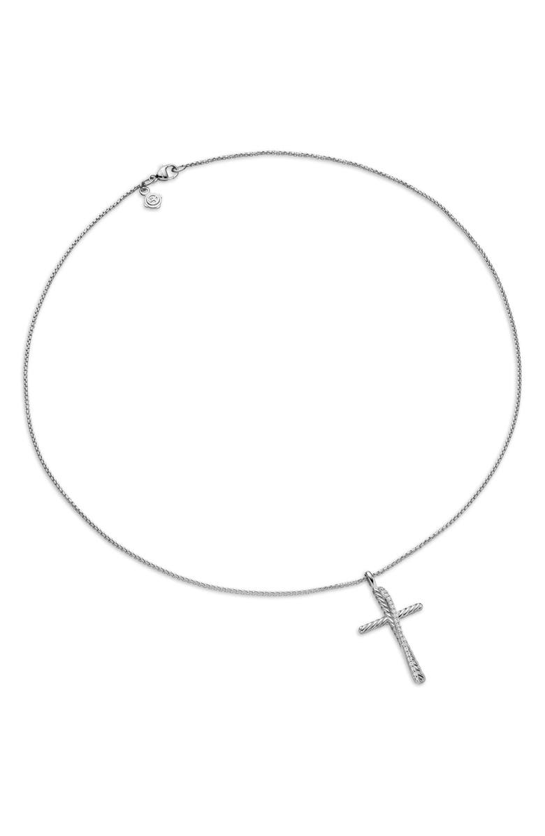David Yurman Crossover Cross Necklace, Alternate, color, Diamond