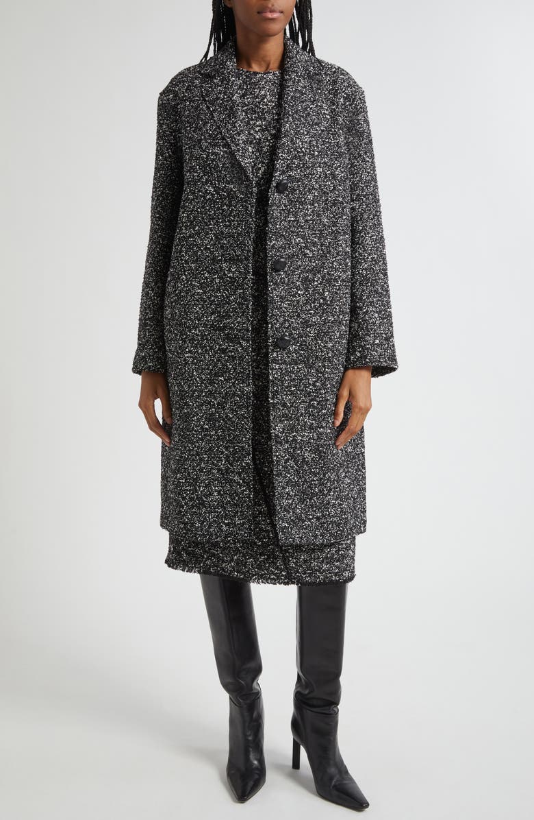 Lafayette 148 New York Drop Shoulder Wool Blend Bouclé Tweed Coat, Alternate, color, Black Multi