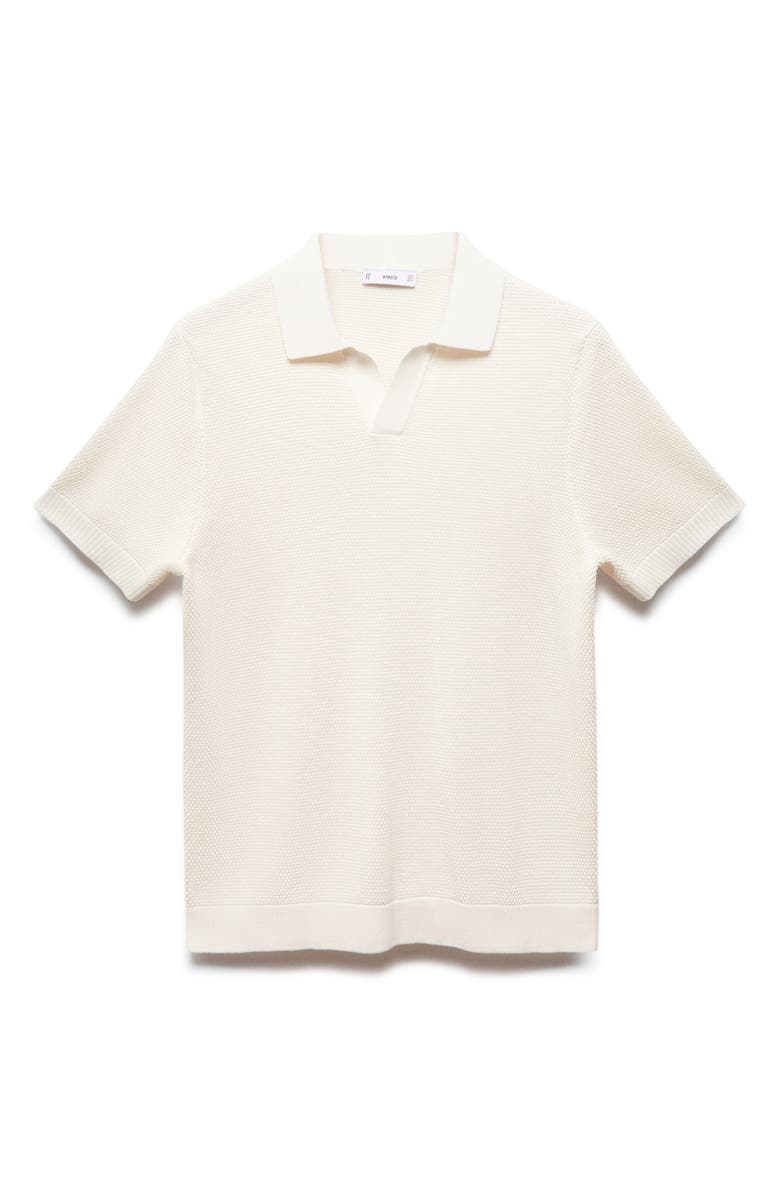 MANGO Textured Knit Johnny Collar Polo Shirt, Alternate, color, 