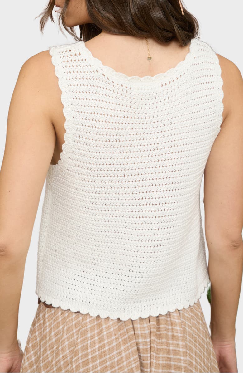 Blu Pepper Floral Embroidered Tie Front Sweater Vest, Alternate, color, Ivory