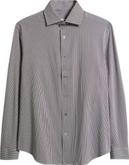 Bugatchi Devon OoohCotton® Stripe Long Sleeve Button-Up Shirt